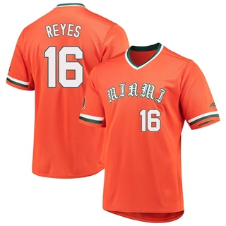 Luca Reyes Replica Orange Men's Miami Hurricanes V-Neck Baseball Jersey