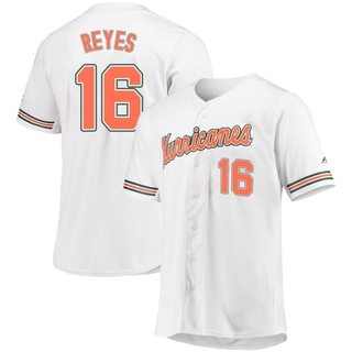 Luca Reyes Replica White Men's Miami Hurricanes Full-Button Baseball Jersey