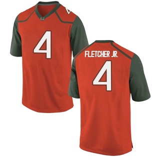 Mark Fletcher Jr. Game Orange Youth Miami Hurricanes Jersey